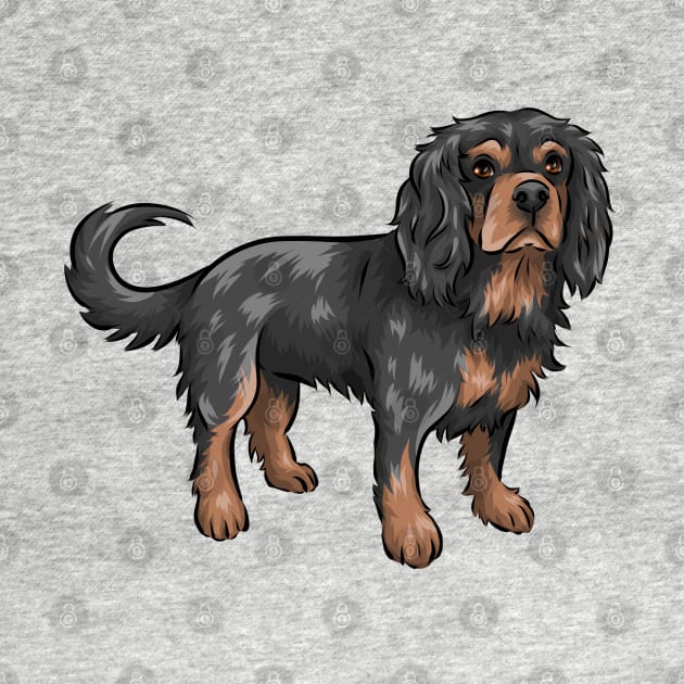 Black and Tan Cavalier King Charles Spaniel by Shirin Illustration